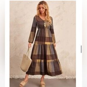 Emery Rose plaid ruffle hem A-line dress size XL